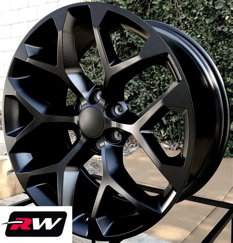 20 Inch Gmc Sierra 1500 Factory Style Snowflake Wheels Satin Black Rims