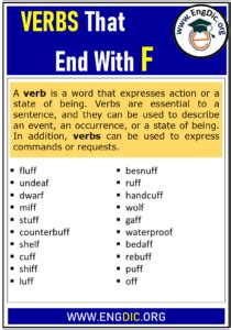 20 Verbs That End With F Complete List Engdic