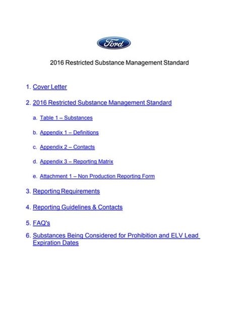 2016 Restricted Substance Management Standard 04 01 2016