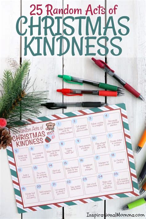 25 Random Acts Of Christmas Kindness Calendar Printable A Free