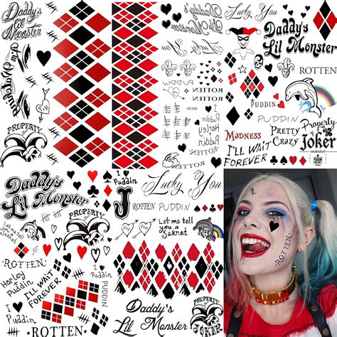 5 Sheets 5 Large Sheets Joker Tattoos The Joker Temporary Tattoos