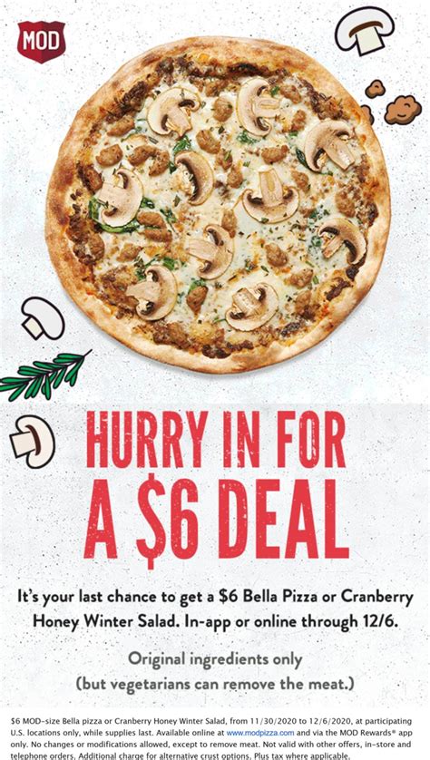 6 Bella Pizza Or Cranberry Winter Salad At Mod Pizza Modpizza The Coupons App