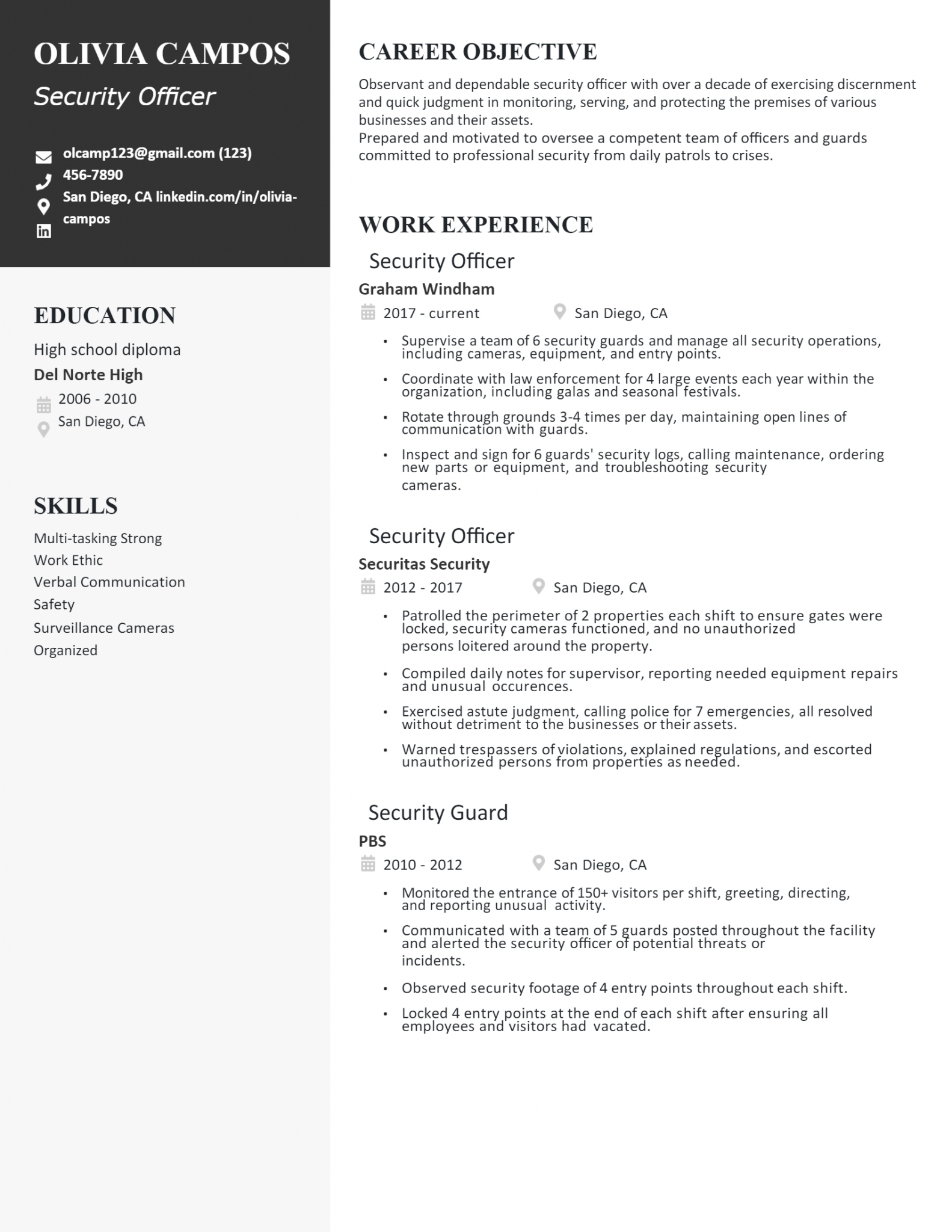 7 Security Officer Resume Examples Templates