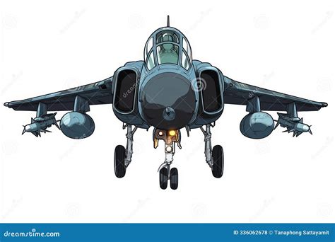 A Cartoon Illustration Of An Av8b Harrier Ii Jet Fighter In Flight The