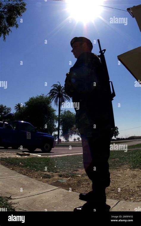 A Deployed Air National Guard Security Forces Member Awaits Guard Mount At Moron Air Base Spain