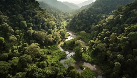 A River Running Through A Lush Green Forest