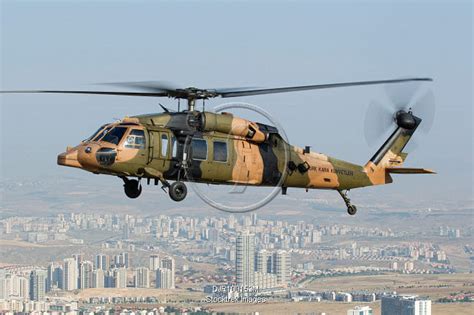 A Turkish Army S 70 Black Hawk Helicopter In Flight Over The Ankara