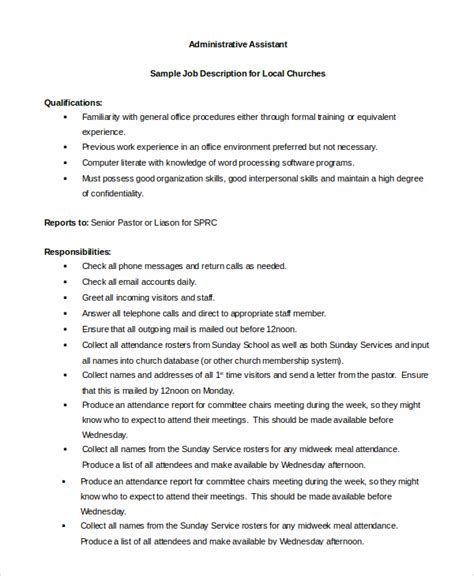 Administrative Support Position Description