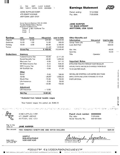 Adp Paycheck Stub Template Free Of 9 Adp Pay Stub Template Free