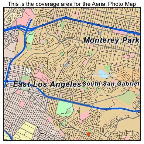 Aerial Photography Map Of Monterey Park Ca California