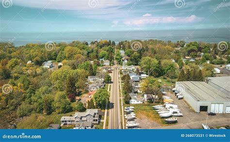 Aerial View Of The S Fitzhugh Street Located In Sodus Point New York Stock Image Image Of