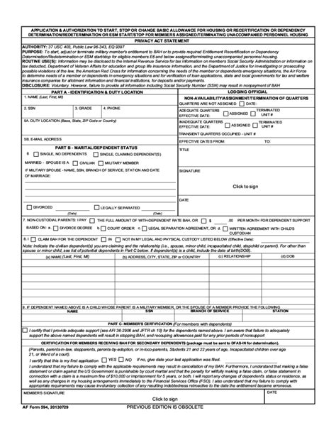 Af Form 594 Fillable Printable Forms Free Online