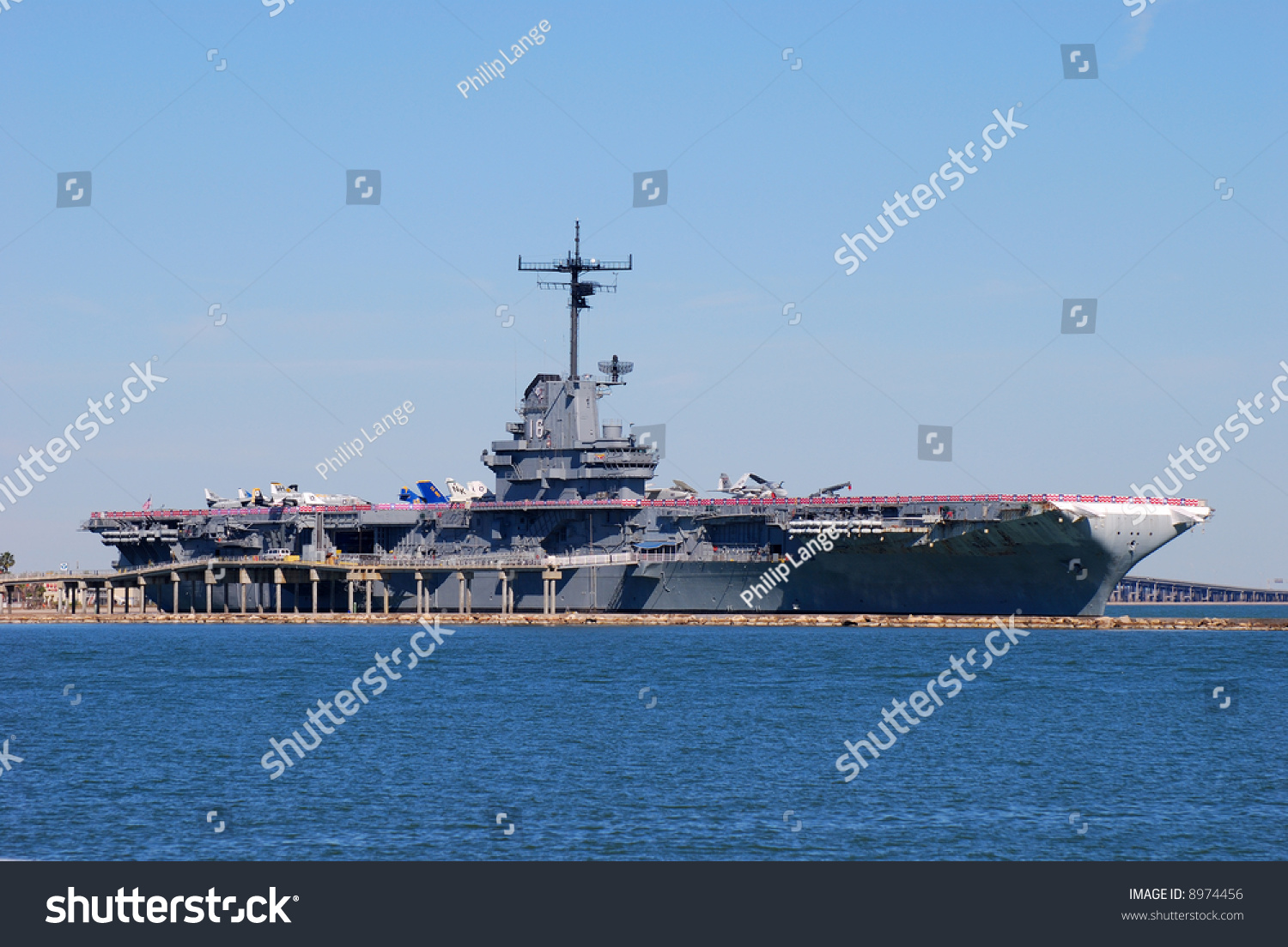 Aircraft Carrier Uss Lexington Dockt In Corpus Christi Stock Photo