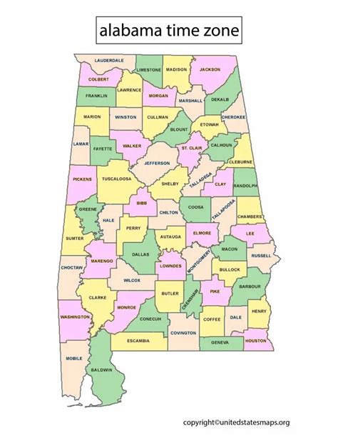 Alabama Time Zone Map Time Zone Map Of Alabama