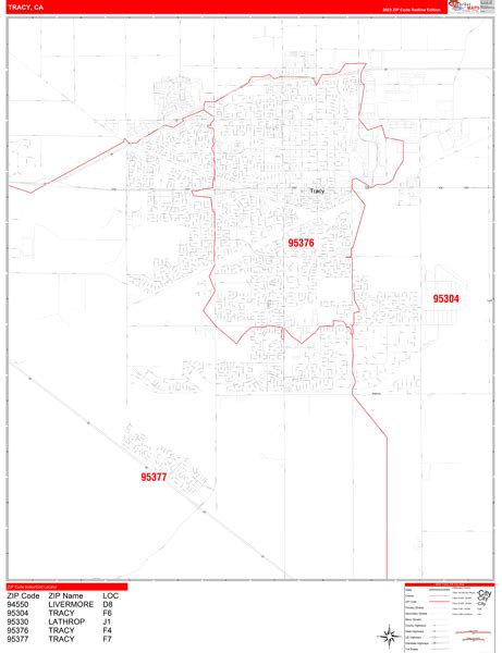 Amazon Com Zip Code Wall Map Of Tracy Ca Zip Code Map Laminated