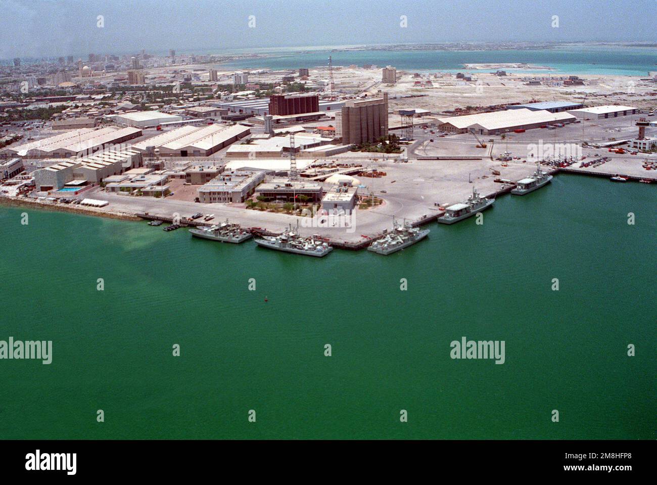 An Aerial View Of The Naval Base At Mina Sulman Country Bahrain Bhr