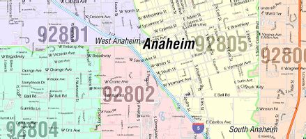 Anaheim California Zip Code Wall Map Red Line Style By Marketmaps