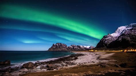 Aurora Borealis Lofoten Islands Norway Polar Night Aurorae Hd Wallpaper Wallpaper Flare