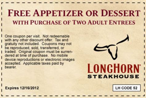 Barbara S Beat Get A Free Appetizer Or Dessert At Longhorn