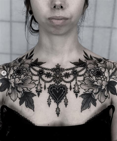 Beautiful Gothic Chest Piece Tattoo Woman Google Search Sleeve Tattoos Chest Tattoos For