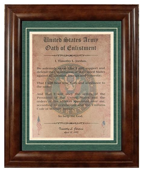 Best U S Army Oath Of Enlistment Certificate Framed Matted Etsy