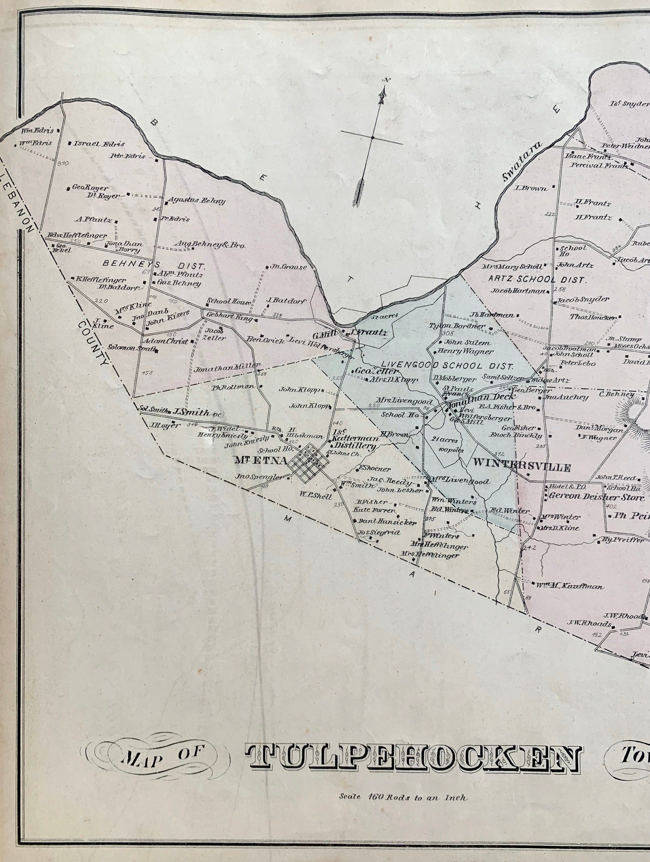 Boyertown Map Original 1876 Berks County Pennsylvania Atlas Etsy