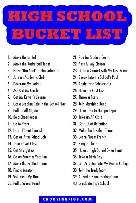 Bucket List 40 Things To Do Before You Graduate High School Choosing