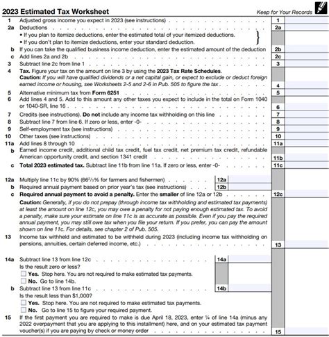 California Estimated Tax Worksheet 2024