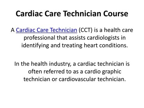 Cardiac Care Technician Course In Agra Ppt