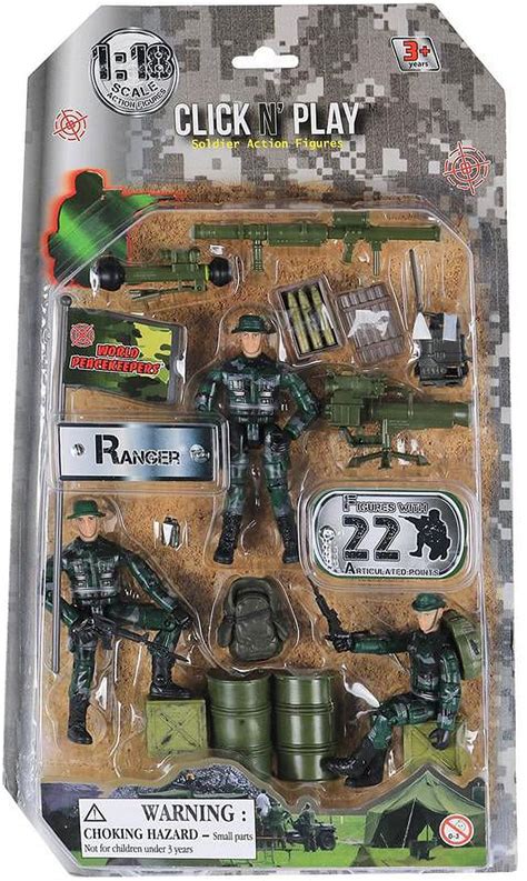 Click N Play Military Ranger Action Figure 18 Piece Accessory Play Set