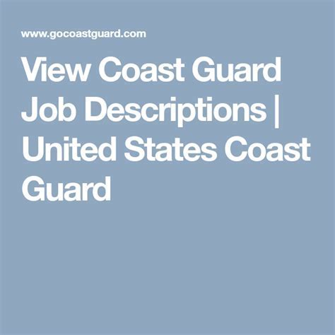 Coast Guard Job Description And Responsibilities Explained