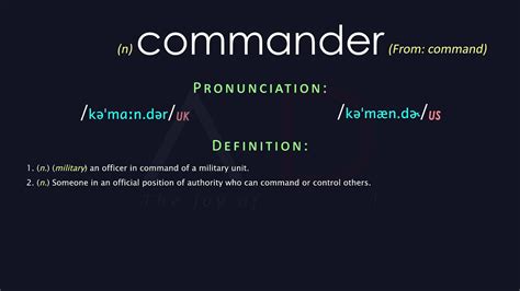 Commander Meaning And Pronunciation Audio Dictionary Youtube