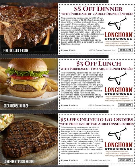 Coupons For Longhorn Steakhouse Printable