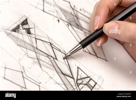 Design Drawings And Human Hands Drawing Stock Photo Download Image Now Architect