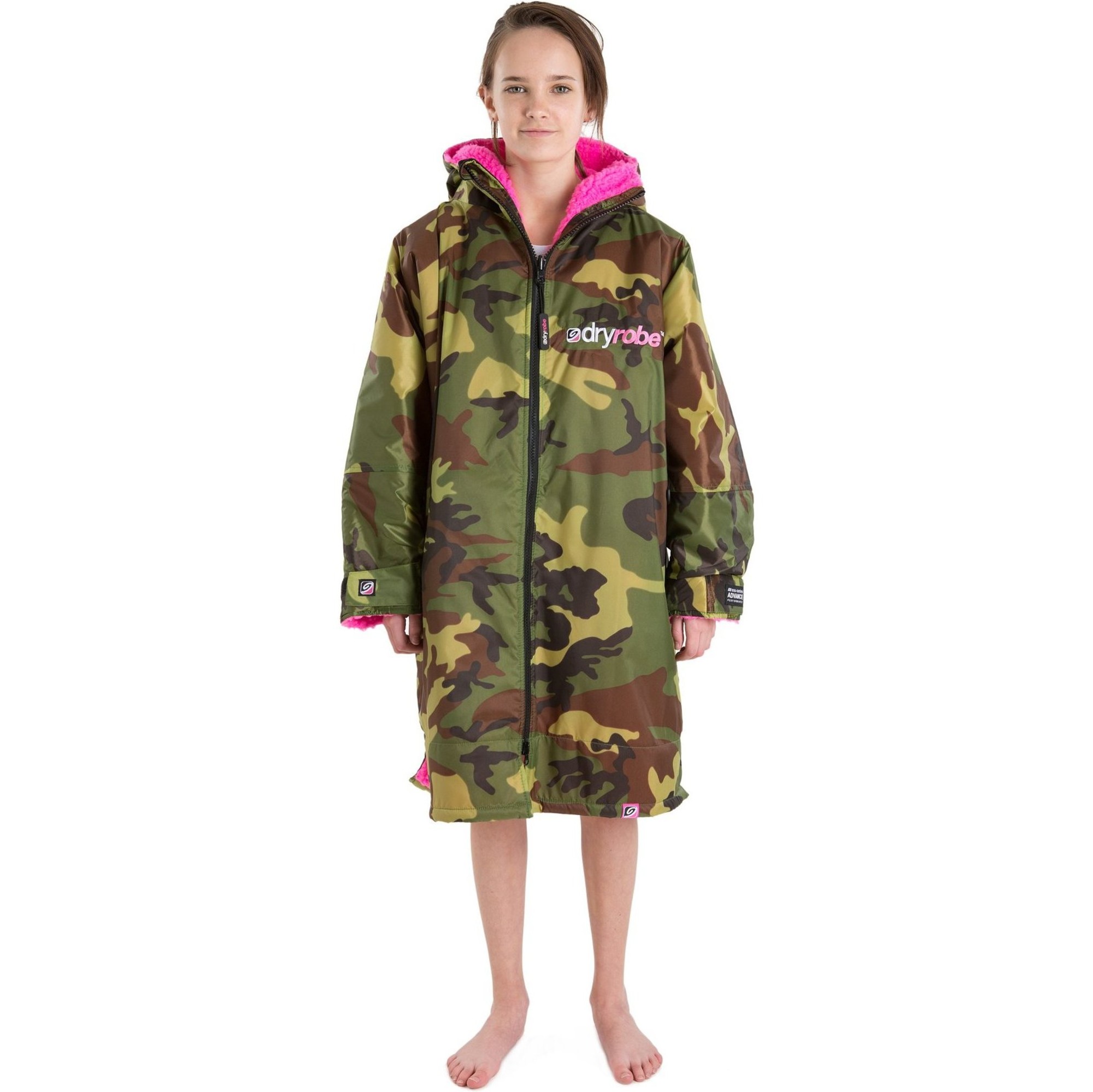 Dryrobe Advance Kids Long Sleeve Robe Camo Pink Black