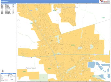 Dublin California Zip Code Wall Map Basic Style By Marketmaps