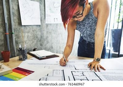 Engineering Draft Being Drawn By Woman Stock Photo Edit Now 656681236