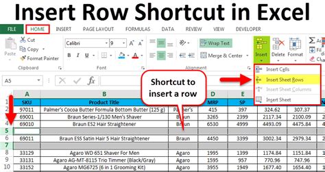 Excel Insert Column Shortcut