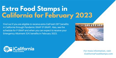 Extra Food Stamps For California February 2023 California Food