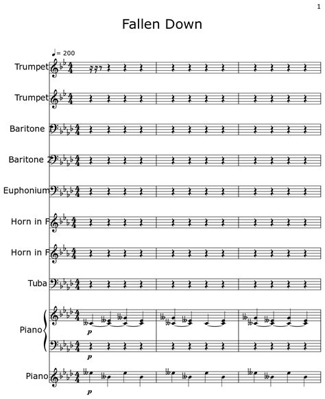 Fallen Down Sheet Music For Trumpet Trombone Euphonium Horn In F