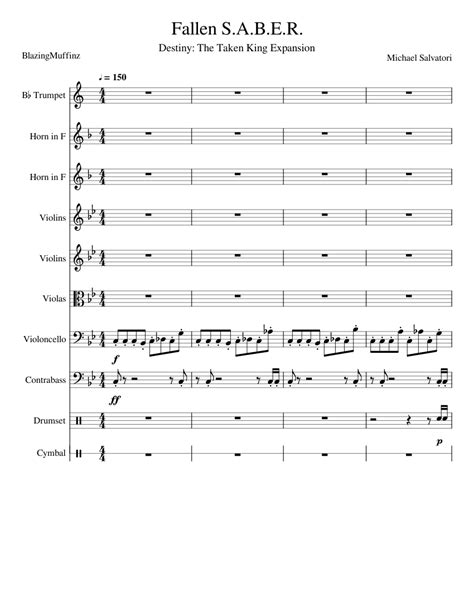 Fallen S A B E R Sheet Music For Trumpet In B Flat French Horn