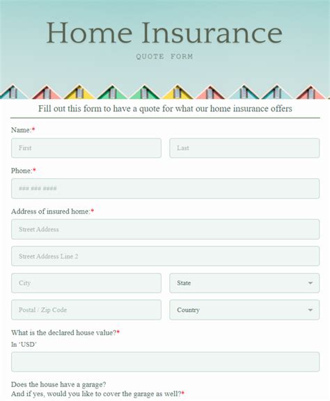 Free Home Insurance Quote Form Template 123Formbuilder