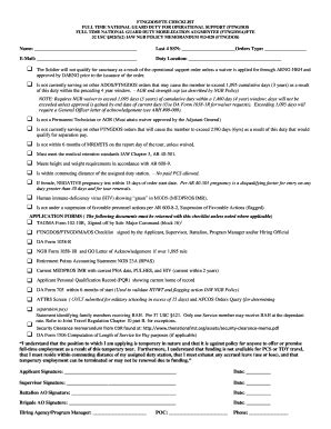 Ftngdos Fte Checklist Full Time National Guard Duty For Fill And Sign Printable Template