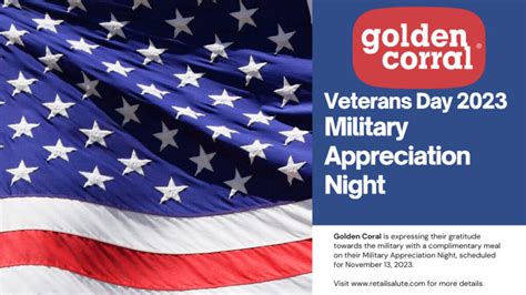 Golden Corral Veterans Day 2023 Free Meal Retail Salute