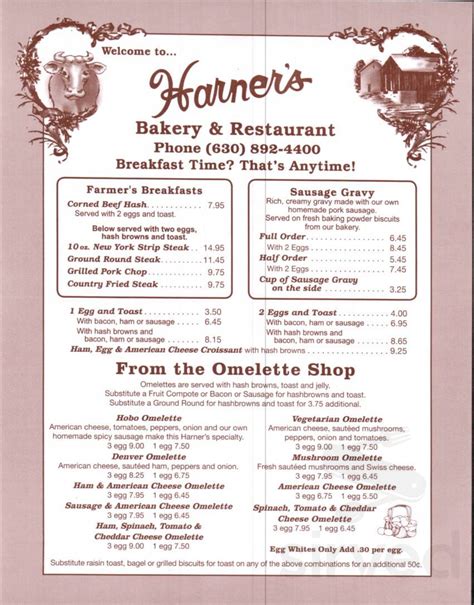 Harner S Bakery Restaurant Menu In North Aurora Illinois Usa