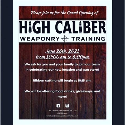 High Caliber Weaponry Training Grand Opening