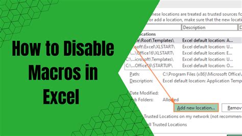 How To Disable Macros In Excel Earn And Excel