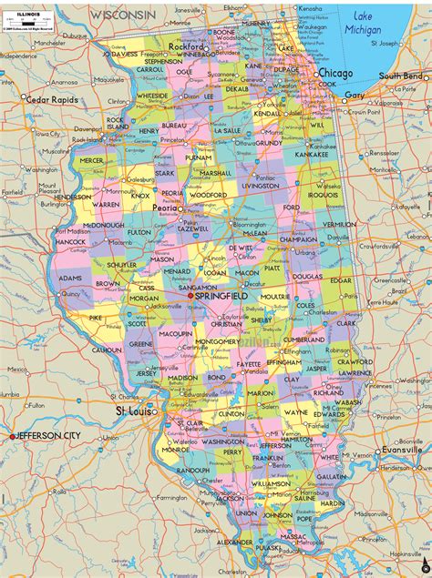 Il County Map With Cities