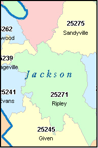 Jackson County Wv Zip Code Wall Map Basic Style By Marketmaps