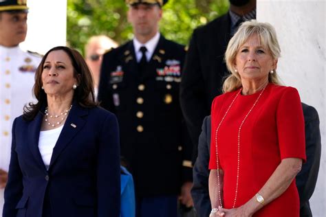 Jill Biden Amp Vp Kamala Harris Honor Memorial Day In Patriotic Red White Amp Blue Attire